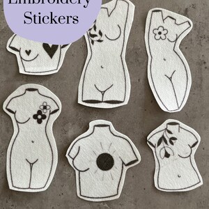 Weibliche Skulpturen Stick and Stitch-Aufkleber | Handstickerei Aufkleber | Wasserlösliche Aufkleber | Solvy Aufkleber
