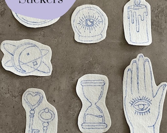Hand Drawn Embroidery Stickers: Stick and Stitch, Water Soluble