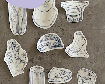 Statues Embroidery Stickers: Stick and Stitch Designs