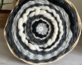 Handmade Black and white Circular Weaving | Wall Art Decor | Circular woven wall art | Home Gift