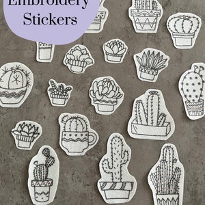 Cactuses Embroidery stickers | Eembroidery stickers| Stick and stitch embroidery | Water-soluble stickers