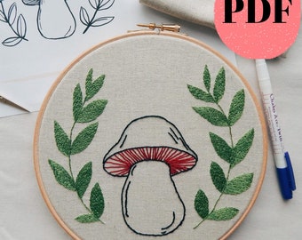 Mushroom Embroidery Pattern: DIY Forest Fungi Design (Digital PDF)