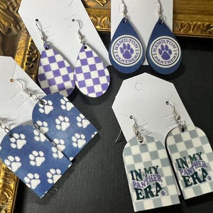 Boucles d&#39;oreilles en bois mascotte d&#39;école | Boucles d&#39;oreilles personnalisées | boucles d&#39;oreilles esprit école | Boucles d&#39;oreilles universitaires | boucles d&#39;oreilles en bois