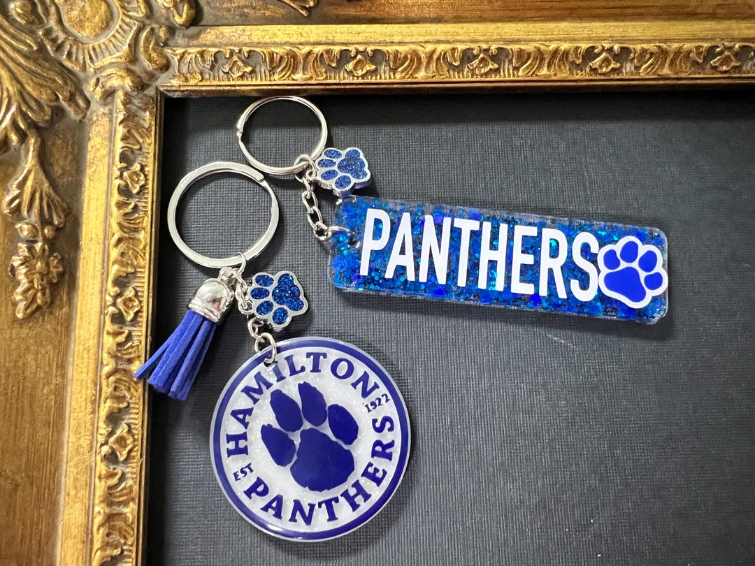 School Mascot Keychain With Tassel | Custom Acrylic Key Chain | Glitter ...