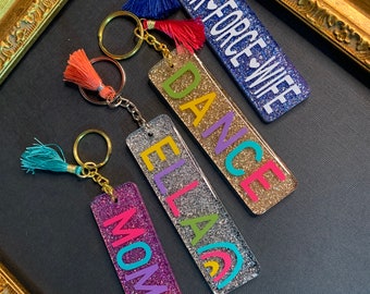 Personalized Name keychain | Custom Tassel Clear keychain | bridesmaid gifts | Acrylic Keychain | Name Tag Keychain | Bag Tag with Name