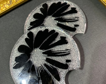flower coaster | Glitter Car Coasters | Resin Coasters | glitter Cupholder Coaster | Car Accessories | flower glitter car coaster