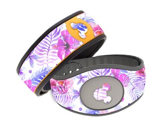 Watercolor Purple Flowers Disney Magic Band Decal - Cute Floral Flower Garden- RTS Ready To Ship - Magic Band 1.0 or 2.0 Skin