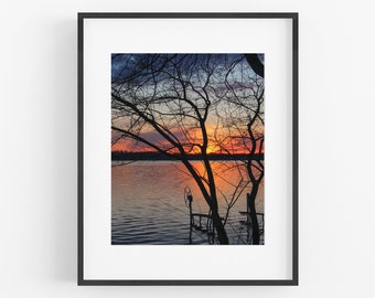 Sunset Print, Landscape Photography, West Lake