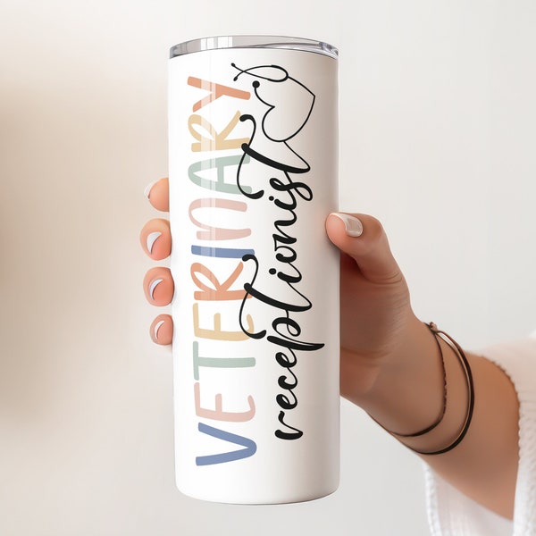 Veterinary Receptionist, Veterinary Receptionist Gift, Veterinary Receptionist 20oz Cups, Veterinary Receptionist 20 oz Cups, Personalized