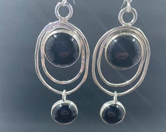 Black Onyx Double Stone earrings