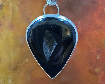 Black Druzy Onyx Pendant