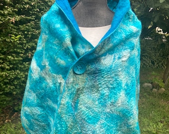 Turquoise Dream Felted Shawl