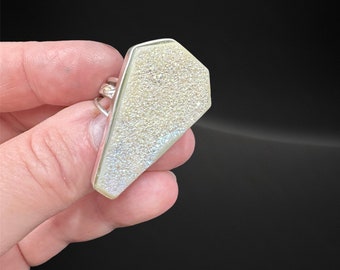 Coffin Shaped White Druzy Ring