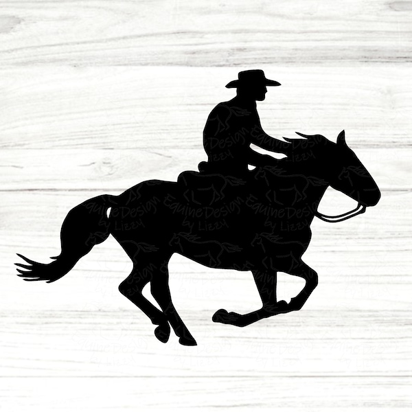 Cowboy Silhouette, Horse SVG, Running Horse Image, Cowboy & horse Clipart, Vinyl Image, PNG File, T-Shirts, Scrapbooking, Decal, Iron on