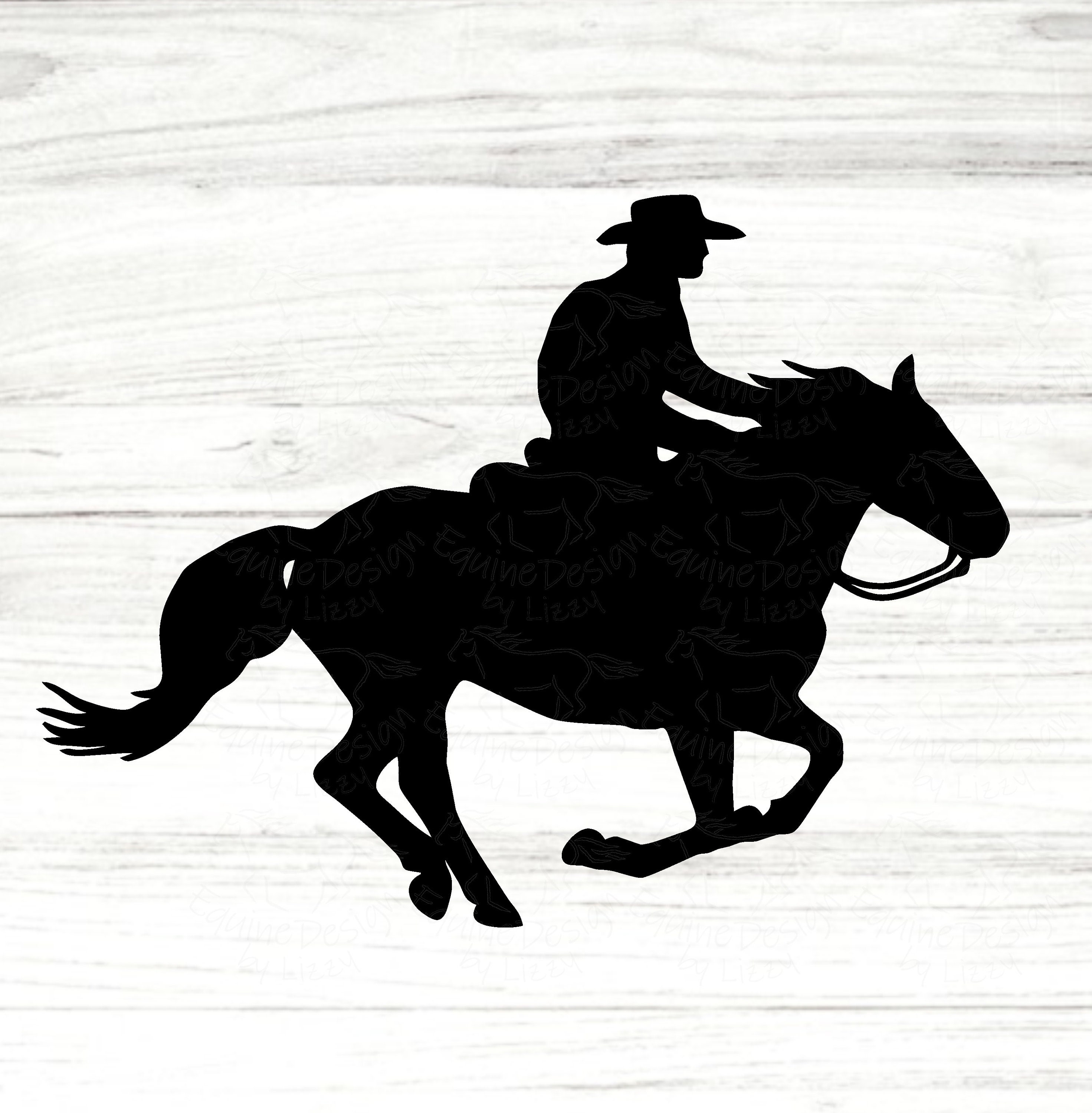Cowboy On Horse Silhouette Clip Art