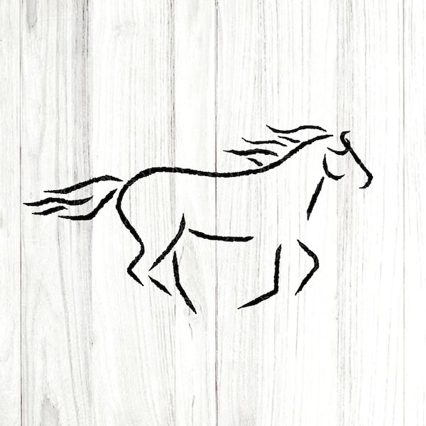 Running Horse Stencil, Horse SVG, Horse Sketch, horse Clipart, Vinyl Image, PNG File, T-Shirts, Pillows, Scrapbooking, Decal, Iron on