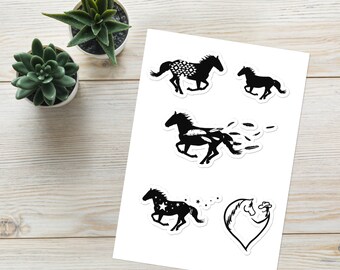 Western Horse Stickers, Horse with feathers, Horse and Stars, Running Horse Image