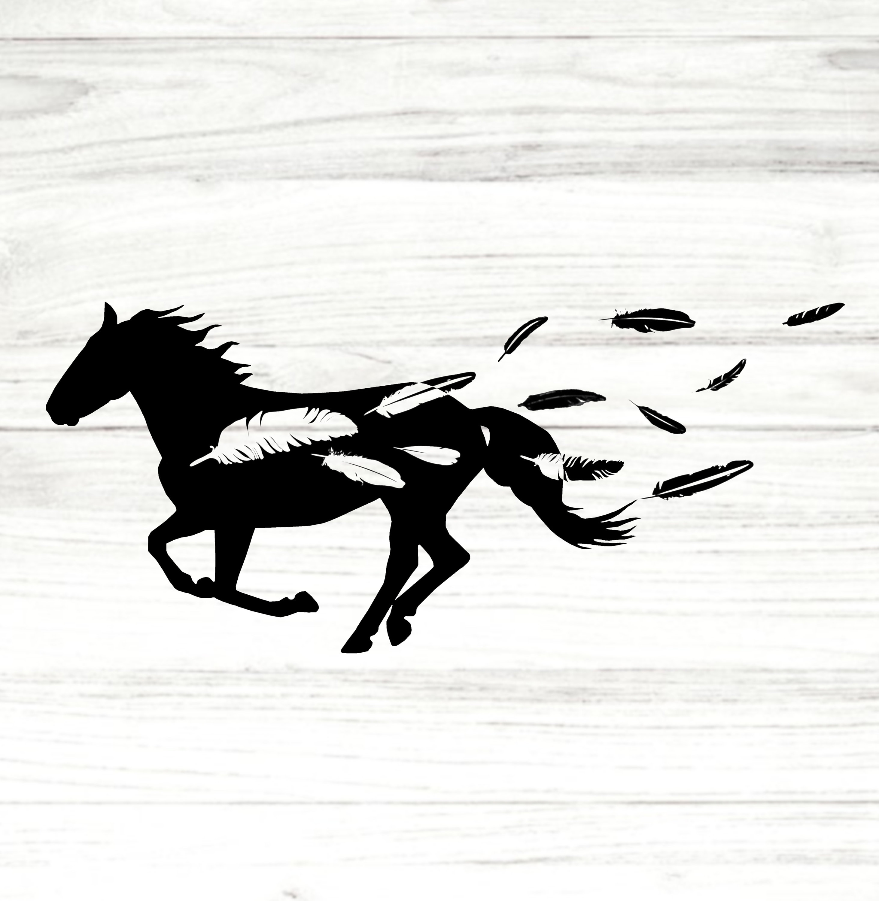 Running Horse Silhouette Horse SVG Feathers horse Clipart Etsy