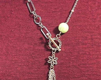 Convertible Mixed Media Layered Necklace, Turquoise Gemstone Toggle Chain Jewelry