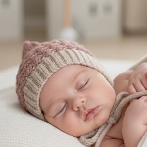 Baby Pixie Bonnet Hat: Secure Tie, Warm Ear Coverage Handmade Crochet Toddler Bonnet