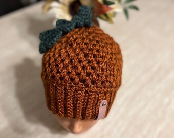 Acorn hat for woman crochet, handmade crochet hat, fall season hats, cute crochet beanie  hat adult size, Halloween, Thanksgiving