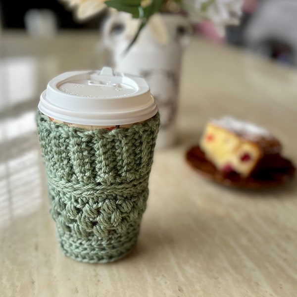 Sage green coffee cup cozy crochet- drink cozy-cup sleeve- iced coffee cozy -coffee cup sleeve- coffee lover gift-mom gift-Mother’s Day gift