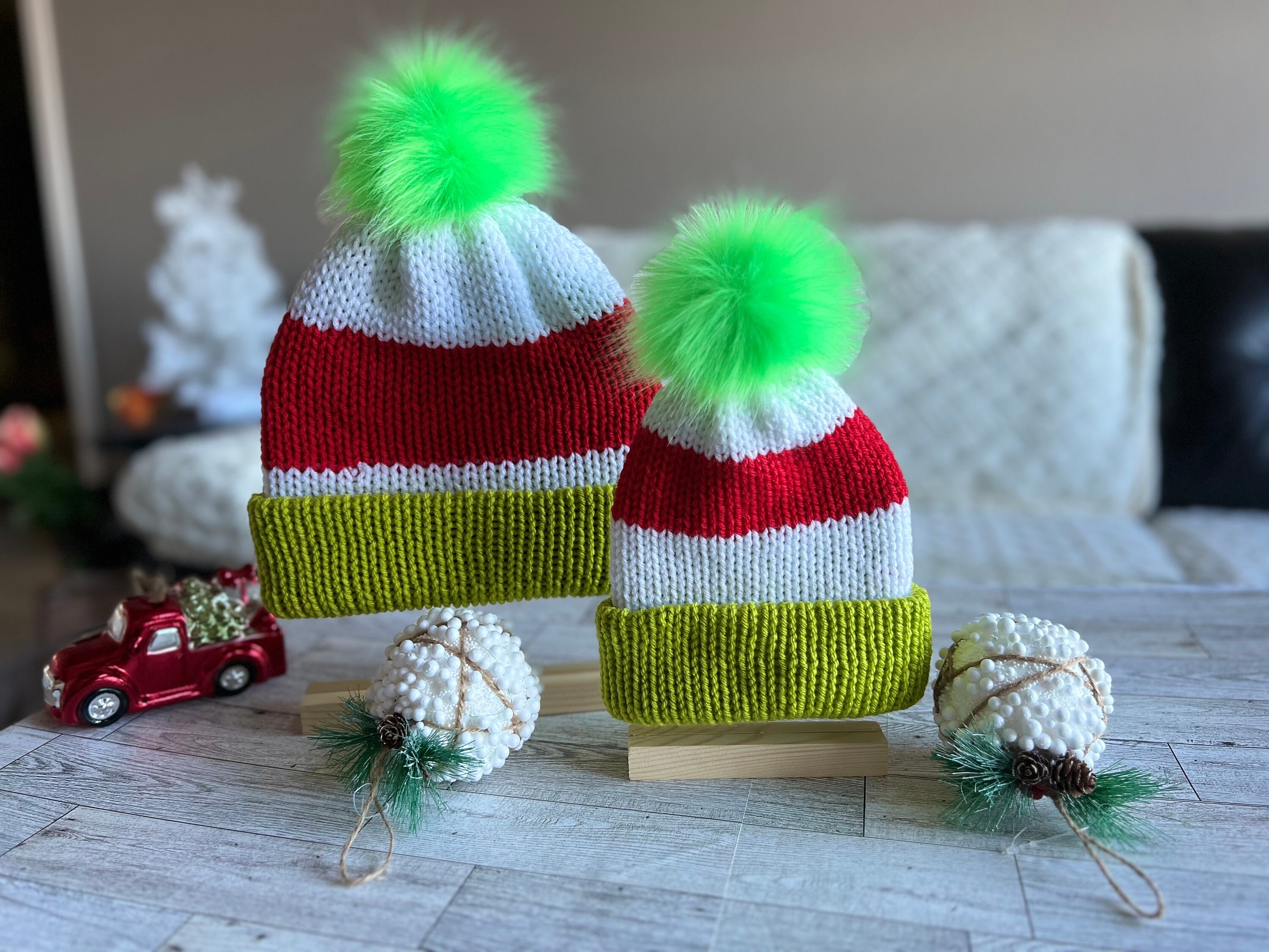 Grinch Hat Crochet with Pom Pom Adult Festive green Grinch hat crochet project main image 3