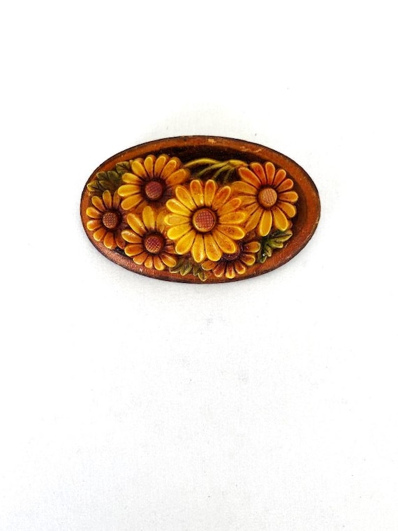 Vintage carved wooden pin