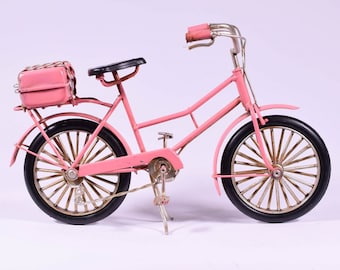 Décoration de vélo rose / modèle de vélo ancien / jouet en métal vintage / objet de collection classique / idée cadeau
