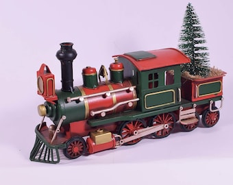 CHRISTMAS TRAIN Decoration / Festive Decor / Vintage Retro Metal Toy / Gift Idea