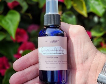 Crystal Infused Smudge Spray: Sage & Palo Santo Cleansing Mist - 4oz