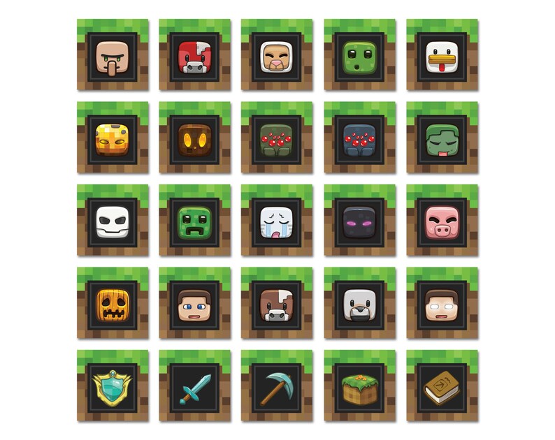 Minecraft Themed Cupcake Toppers Happy Birthday Party Etsy