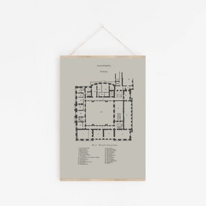 A5 A4 Chatsworth House Eerste Verdieping Plan Fine Art Print, Jane Austen Geschenken, Pemberley Plattegrond Poster, Vintage Home Decor, Statig Huis
