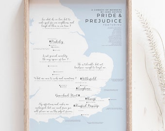 Pride and Prejudice Print - Literary Art Poster -  Jane Austen Gifts - Book Quote Gift For Wife