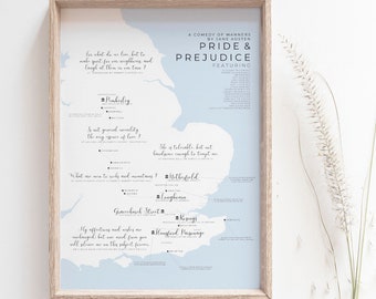 Pride and Prejudice Print - Literary Art Poster -  Jane Austen Gifts - Book Quote Gift For Wife