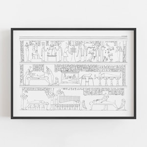 Osiris Funeral Room Print, Egyptian Tomb Wall Art, Hieroglyphs A1 A2 A3 A4 Giclee Print, Ancient Egypt Deities, Egyptian Burial Ritual, No 5