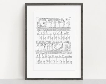 Mythical Stories of Osiris Art Print, Ancient Hieroglyphics Wall Art, Egyptian Gods Poster, Egyptology Gift, Vintage Style Decor, No 6