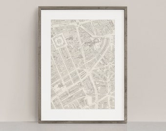 Seven Dials London Vintage Street Map, Cartography Fine Art Print, Soho Square Covent Garden Map Giclee Poster, Map of Old London