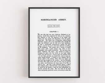 A5 Northanger Abbey by Jane Austen Fine Art Print - A5 Book Page Art Print - Literary Home Decor - Book Lover Wall Art - Janeite Fan Gift