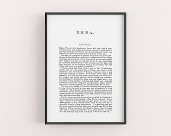 A5 Jane Austen Novel Fine Art Print - Emma Novel Page Art Print - Book Home Decor Poster - Book Quote Wall Art - Jane Austen Gift