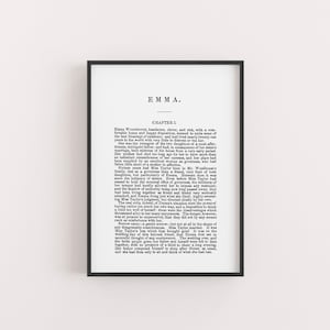 A5 Jane Austen Novel Fine Art Print - Emma Novel Page Art Print - Book Home Decor Poster - Book Quote Wall Art - Jane Austen Gift