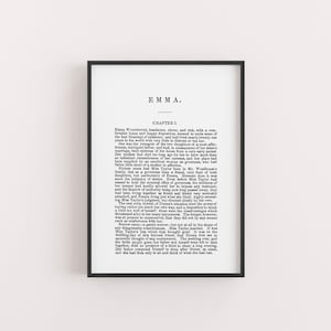 A5 Jane Austen Novel Fine Art Print - Emma Novel Page Art Print - Book Home Decor Poster - Book Quote Wall Art - Jane Austen Gift