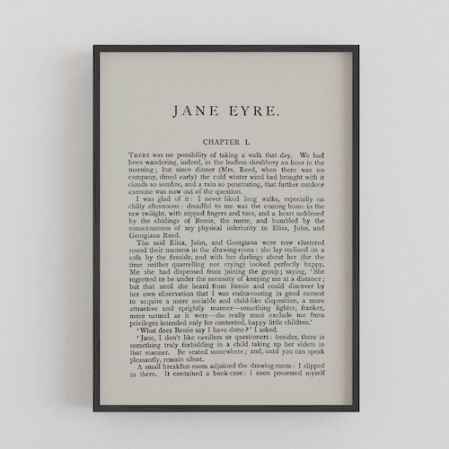 Jane Eyre Quote Print Vintage Book Print Literary Wall Art Etsy UK