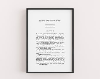 A5 Pride and Prejudice Book Page Print - Literary Decor Poster - Jane Austen Novel Fine Art Print - Book Quote Wall Art - Book Lover Gift