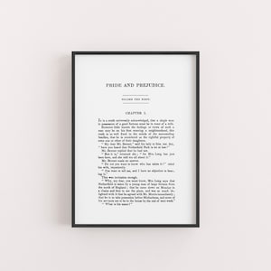 A5 Pride and Prejudice Book Page Print - Literary Decor Poster - Jane Austen Novel Fine Art Print - Book Quote Wall Art - Book Lover Gift