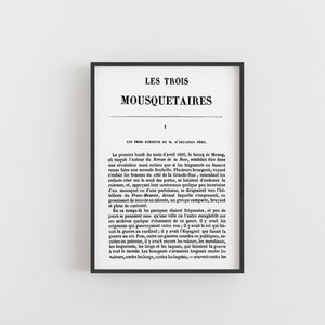 A5 Three Musketeers Novel Page Print - Alexandre Dumas A5 Book Page Print - French Literature Wall Art - Book Lover Gifts - Giclee Fine Art