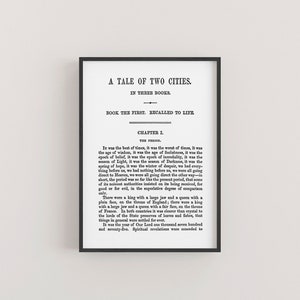 A5 A Tale of Two Cities Novel Book Page Print - A5 Literary Art Print - Charles Dickens Book Page Poster - Classic Literature Wall Art