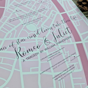 Romeo Julia Poster - Hochzeitsgeschenk - Shakespeare Liebeszitate - gedruckte Karte - Porto Italien Stadtplan