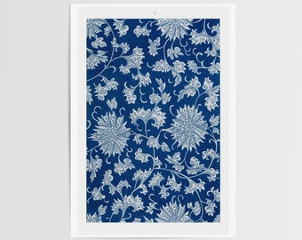 Asian Blue Blossom Flowers Giclee Fine Art Print, Examples of Chinese Ornament VI 1867