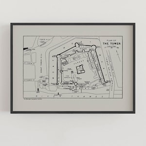 Tower of London Map Fine Art Print, London Sightseeing Poster, Floor Plan Art Print, London UK Wall Art Poster